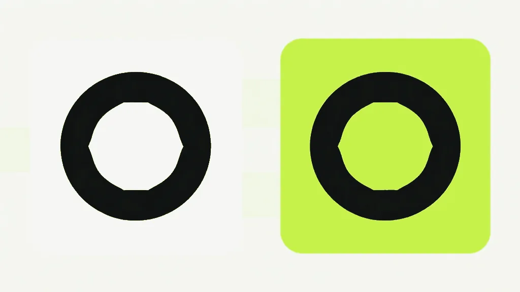 The same dark ring shown twice: once on a pale background, and once on a bright green panel where the green shows through the middle of the ring