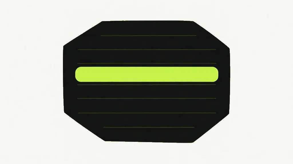 A dark sheet with cut corners ruled with several faint horizontal lines, one line covered along its length by a single solid bright lime rounded bar, on a pale off-white background