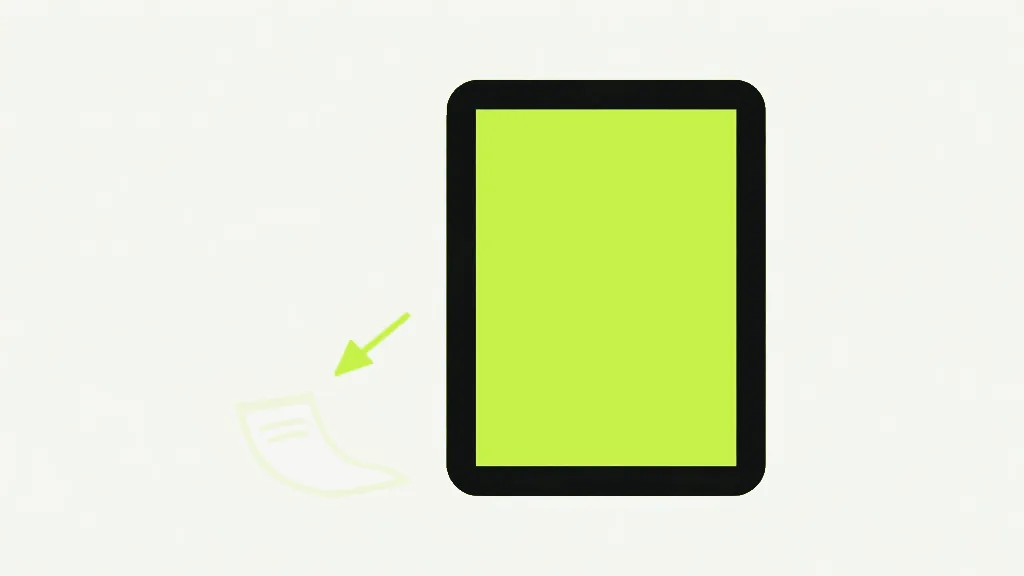 A large bright picture held in a dark frame, with a small faint page outline falling away beside it