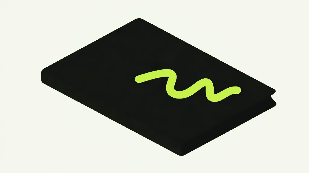 An isometric dark page with a single lime handwritten squiggle across it