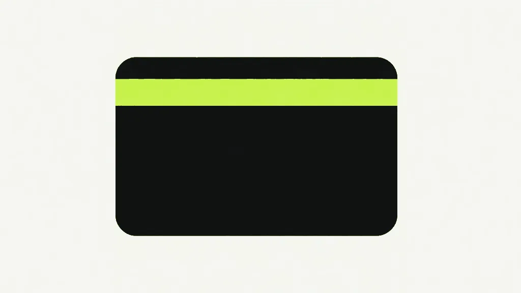 A dark rounded rectangle with a broad lime band running across its upper part