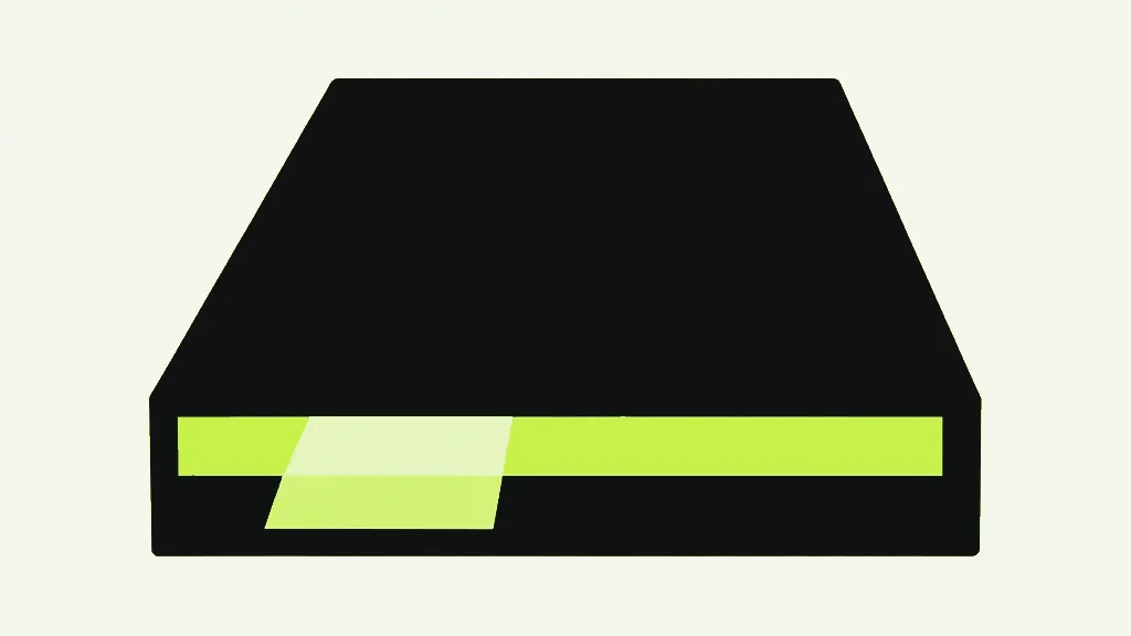 A dark block with a bright drawer pulled part-way open from its lower edge